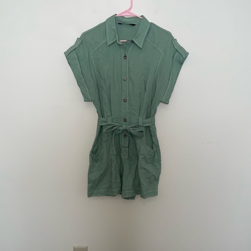 Zara Sage Green Short Sleeve Shorts Romper Size XS - Picture 3 of 9